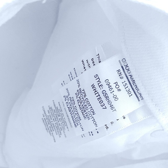 Good American White Denim Jeans High Waisted Straight Legs Raw Hem Size 8 - Picture 6 of 13